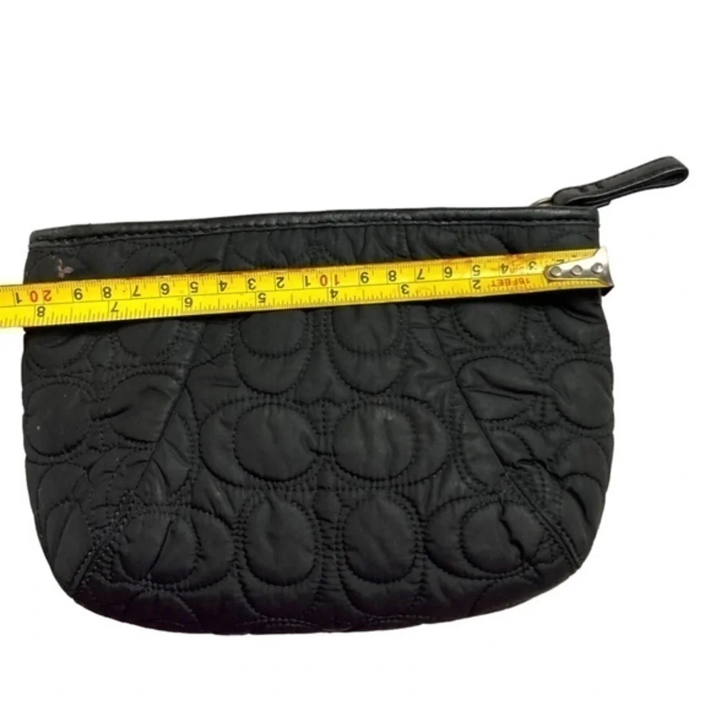 Coach black nylon stitched c cosmetic bag